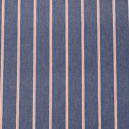 Cotton Mix Denim - Medium Blue - Red Stripe