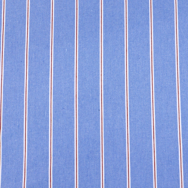 80% Cotton 20% Polyester Light Blue with Red and White Stripe Denim Fabric