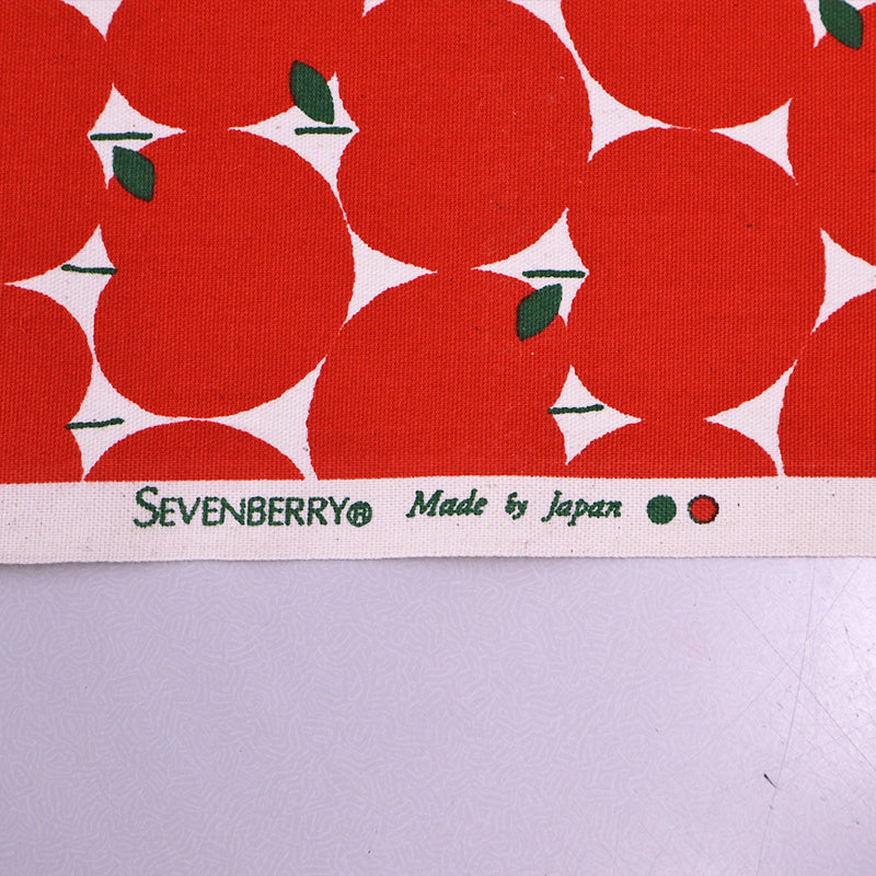 100% Cotton Oxford Fabric - Red Apple Print on White background