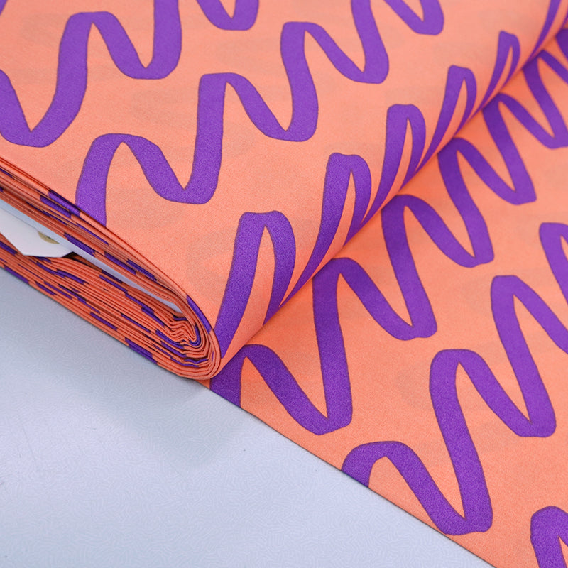 Coral and Purple 100% Cotton Poplin Fabric