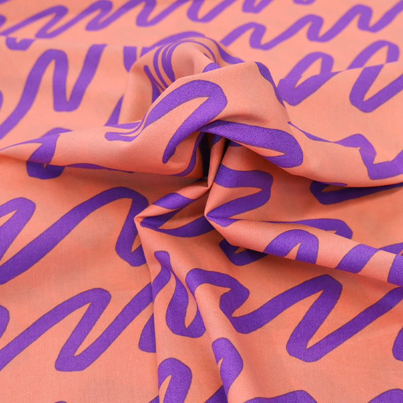 Coral and Purple 100% Cotton Poplin Fabric