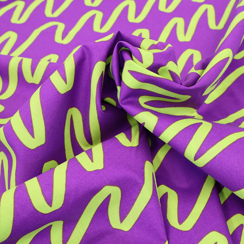 Lime and Purple 100% Cotton Poplin Fabric