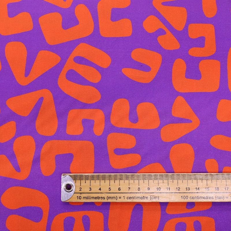 100% Cotton Poplin Fabric Orange and Purple Print