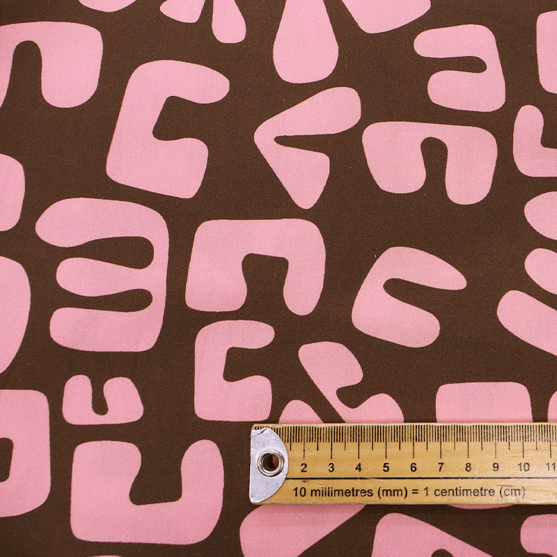 100% Cotton Poplin Fabric - Pink and Brown Print