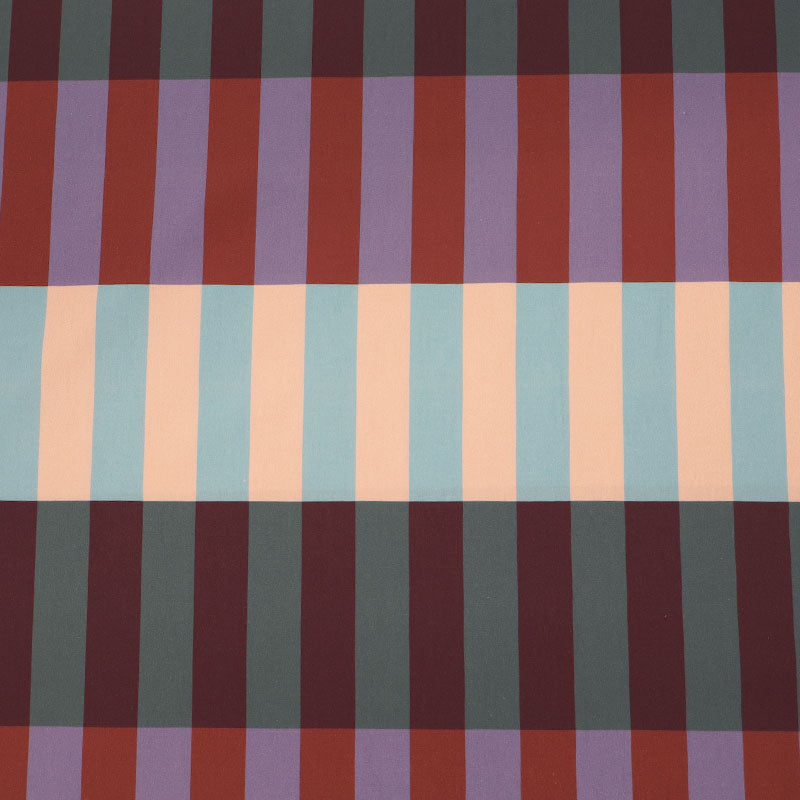 100% Cotton Striped Poplin Fabric - Blue, Purple and Pink