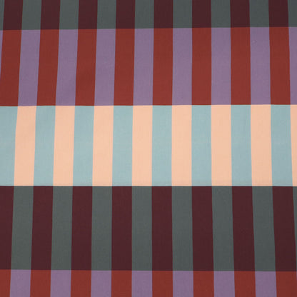 100% Cotton Striped Poplin Fabric - Blue, Purple and Pink