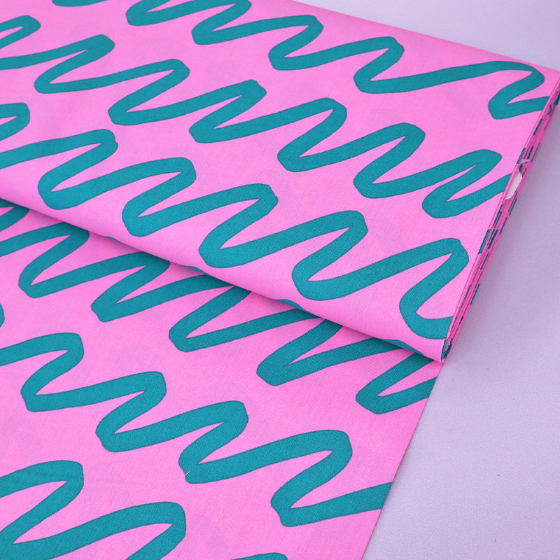 Pink and Green 100% Cotton Poplin Fabric