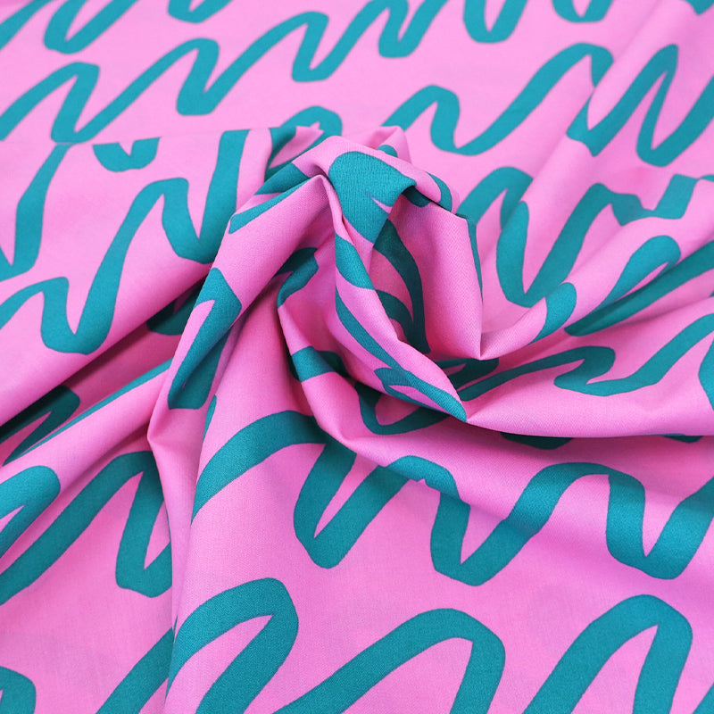 Pink and Green 100% Cotton Poplin Fabric