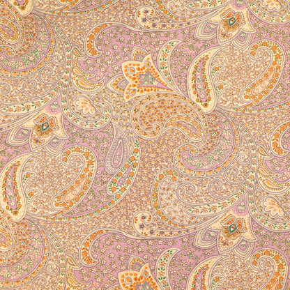 100% Cotton Paisley Fabric - Pale Lilac, Orange and Cream