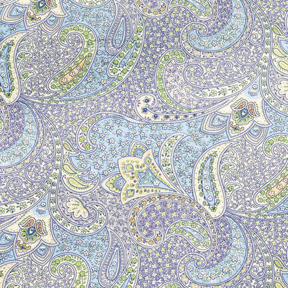 100% Cotton Poplin Paisley Fabric - Pale Blue