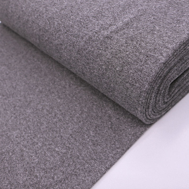 65% Cotton 30% Polyester 5% Elastane Mid Marl Grey Ribbing Fabric