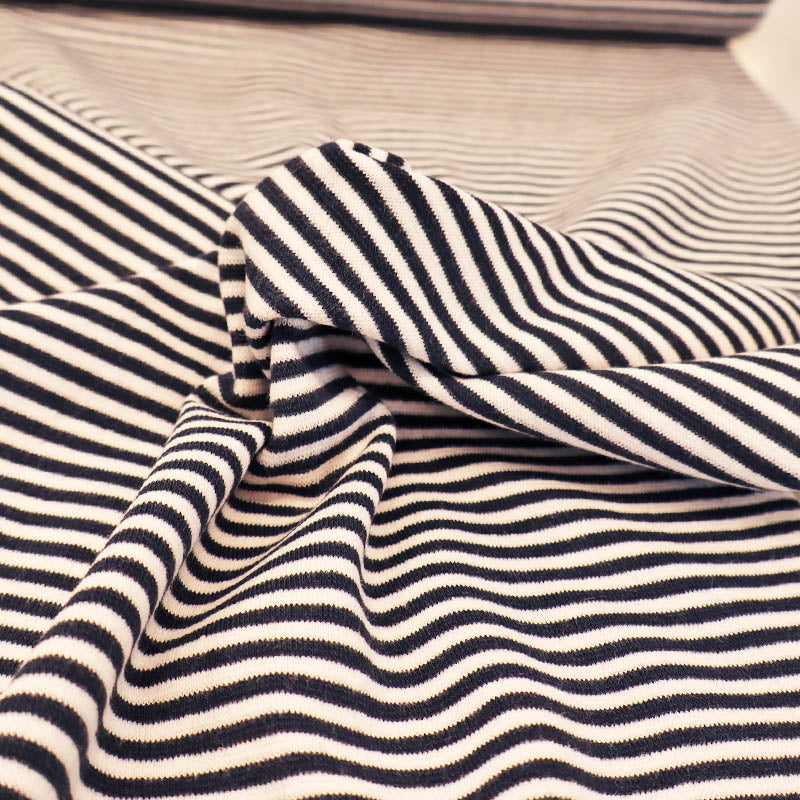 Cotton Rich Ribbing - Stripe - Black and White