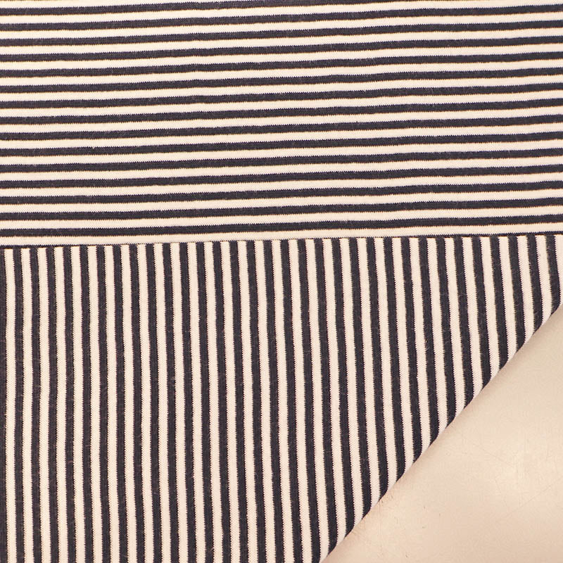 Cotton Rich Ribbing - Stripe - Black and White