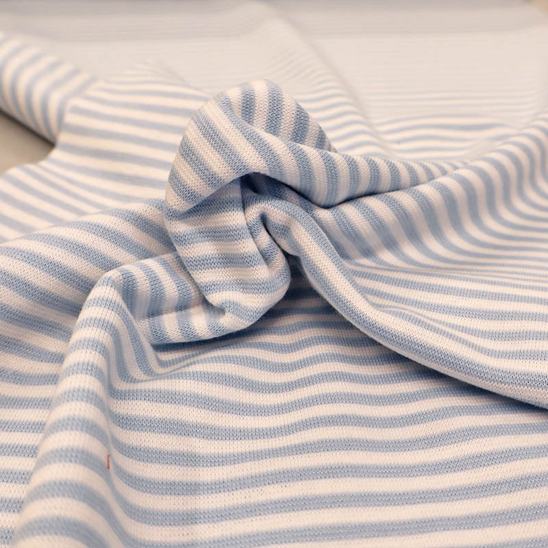 Cotton Rich Ribbing - Stripe - Pale Blue