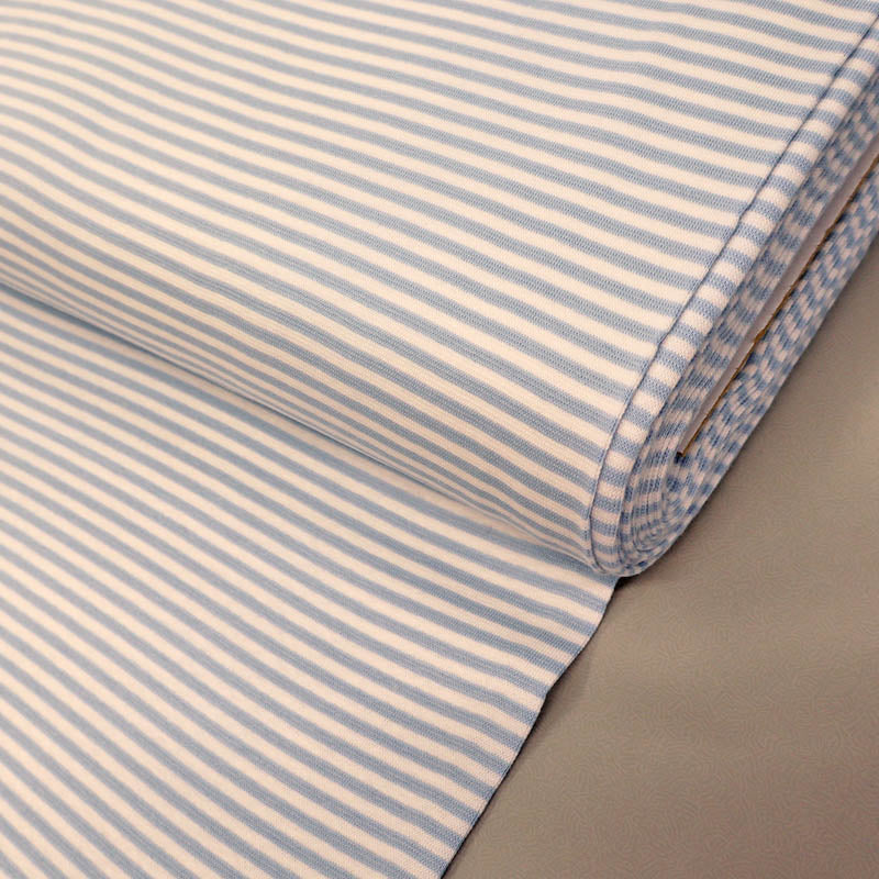 Cotton Rich Ribbing - Stripe - Pale Blue