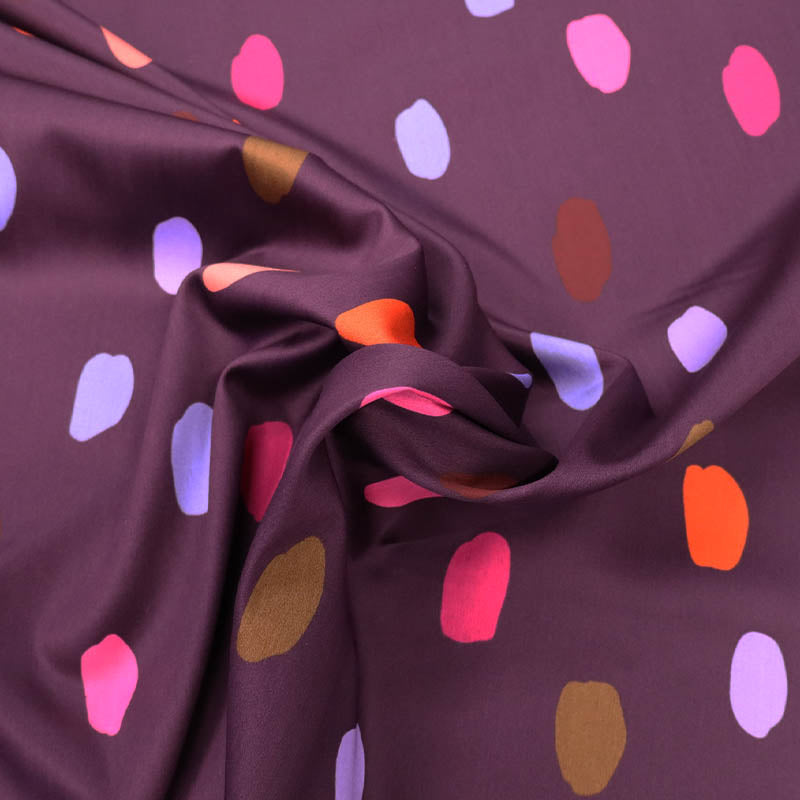 100% Cotton   Aubergine Purple Cotton Sateen Fabric - Dabs