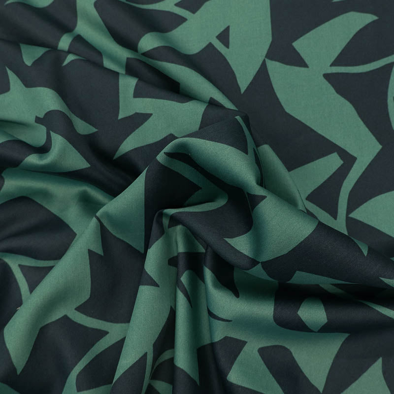 100% Cotton  Green and Navy Cotton Sateen Fabric