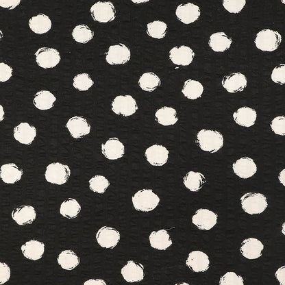 Cotton Seersucker - Cream Dots - Black