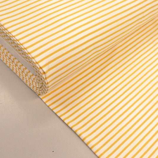 Cotton Stripe Jersey - Daffodil Yellow and Ecru Stripe