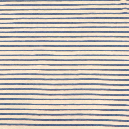 95% Cotton 5% Elastane Striped Jersey Fabric Denim Blue and Cream