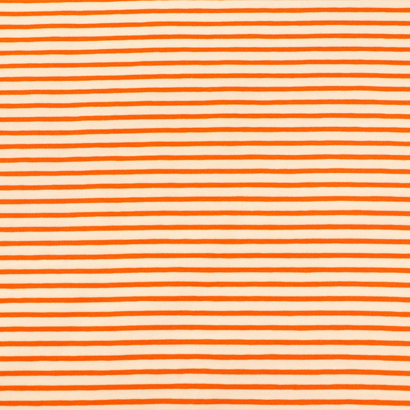 95% Cotton 5% Elastane Striped Jersey Fabric Orange and Cream