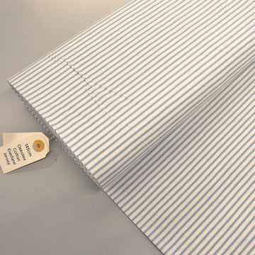 92%Cotton 8% Elastane Striped Jersey Fabric - Pale Blue and White Mini Breton