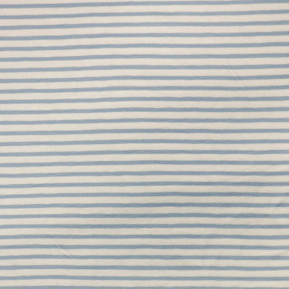 92%Cotton 8% Elastane Striped Jersey Fabric - Pale Blue and White Mini Breton