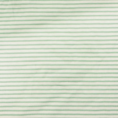 92% Cotton 8% Elastane Striped Jersey Fabric - Pale Green and White Mini Breton