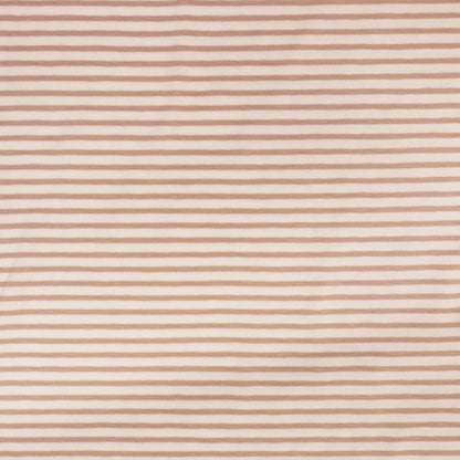 92% Cotton 8% Elastane Striped Jersey Fabric - Beige and White Mini Breton