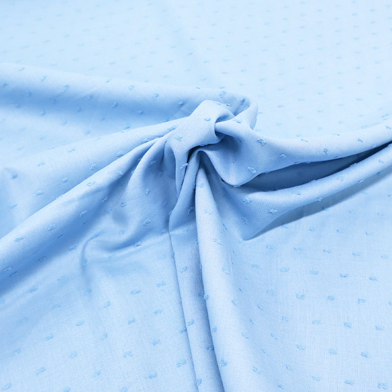 100% Cotton Pale Blue Swiss Dot Fabric
