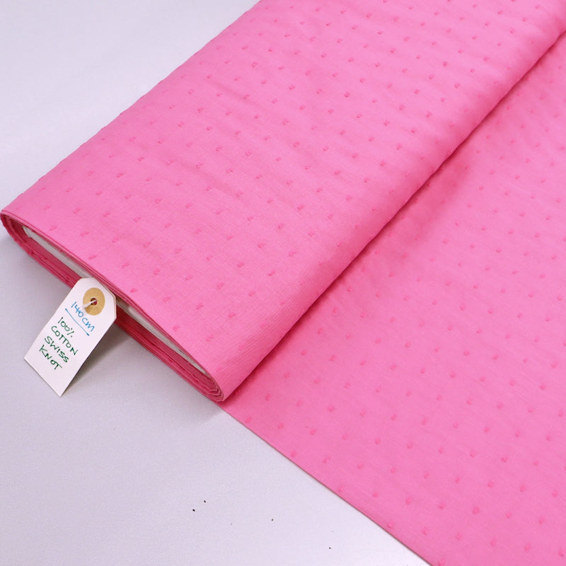 100% Cotton Swiss Dot Fabric - Bubblegum Pink