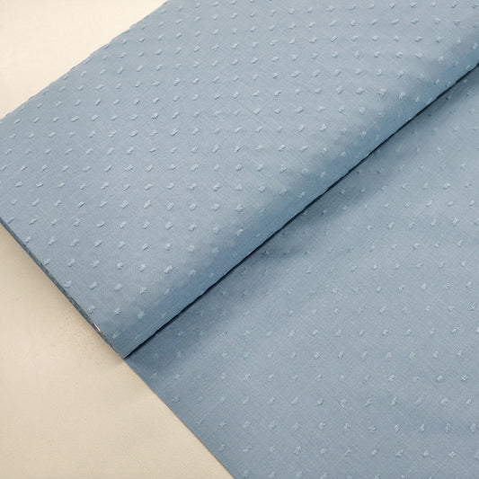 100% cotton Dusky Blue Swiss Dot Fabric