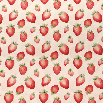 Cotton Wide Width Poplin - White - BIGGER Strawberries