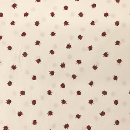 Cotton Wide Width Poplin - Natural White - Lady Bugs