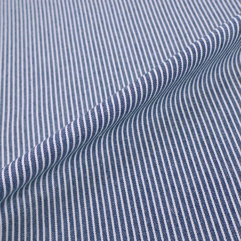 100% Cotton Yarn Dyed Cotton Fabric - Dark Blue Stripe