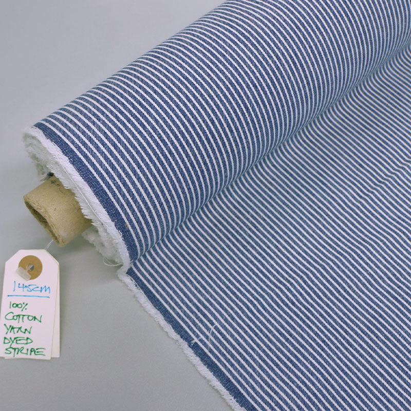 100% Cotton Yarn Dyed Cotton Fabric - Dark Blue Stripe