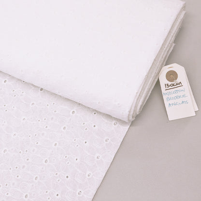 Cotton Broderie Anglaise - Natural White - Butterfly Flowers