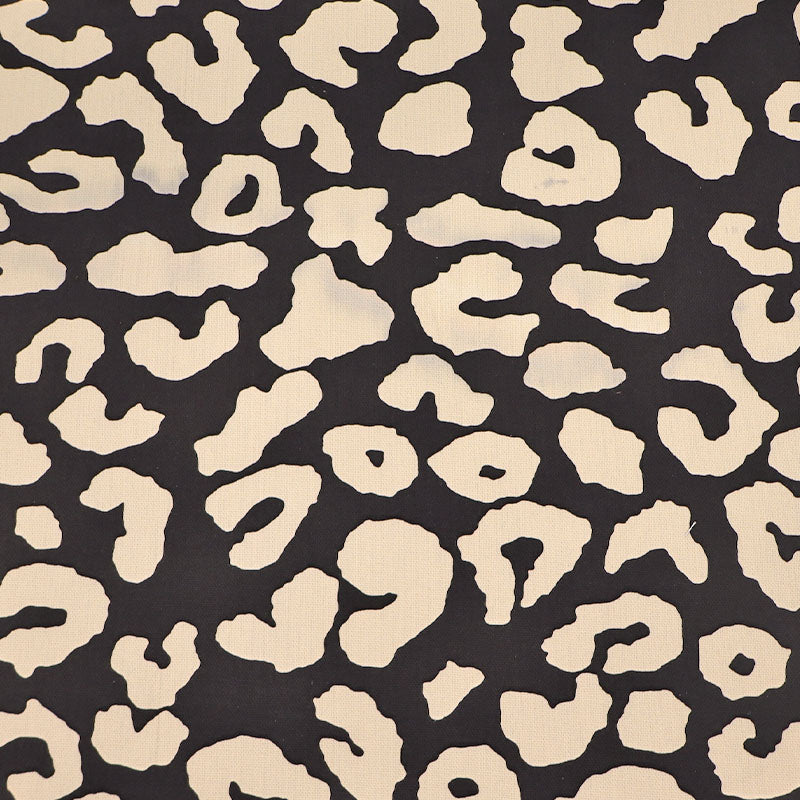 Cotton Canvas - Black and Cream - Leopard Print