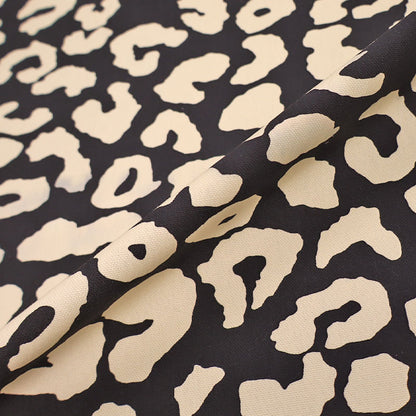 Cotton Canvas - Black and Cream - Leopard Print