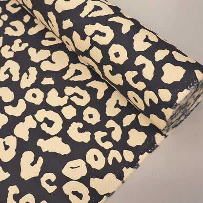 Cotton Canvas - Black and Cream - Leopard Print