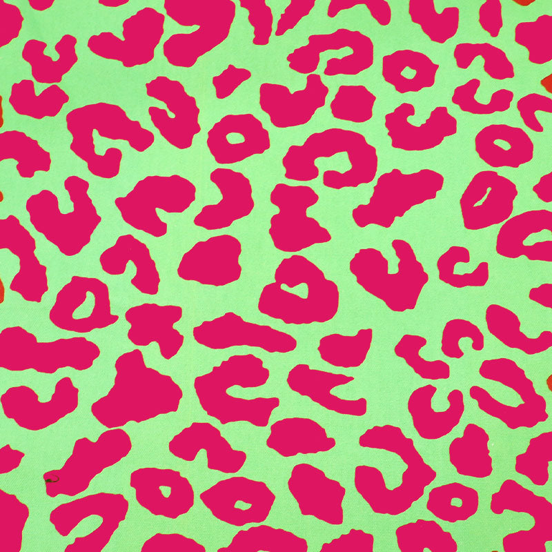 Cotton Canvas - Bright Pink and Green - Leopard Print