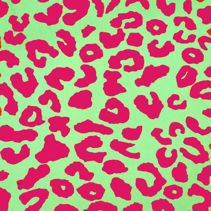 Cotton Canvas - Bright Pink and Green - Leopard Print