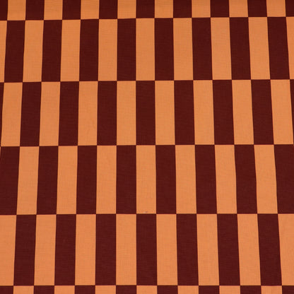 Cotton Canvas Fabric - Brown and Orange Geometric Pattern