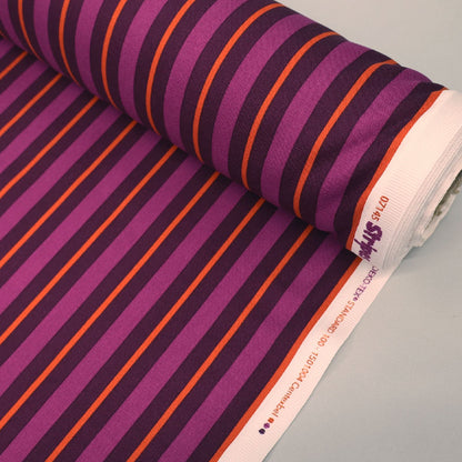 Cotton Canvas Stripe - Magenta, Burgundy and Orange