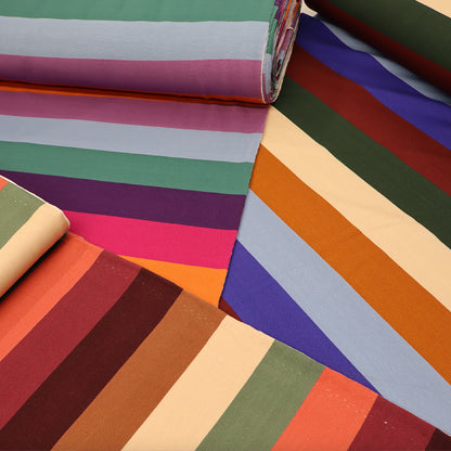 95% Cotton 5% Elastane Striped French Terry Fabrics  in various wide striped colourways