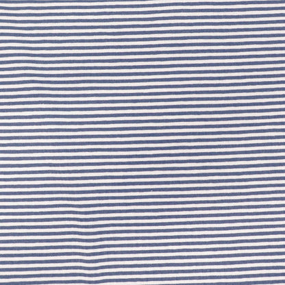 95% Cotton 5% Elastane Tricot Jersey Fabric - Narrow Blue Stripe