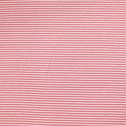 95% Cotton 5% Elastane Tricot Jersey Fabric - Narrow Pink Two Tone Stripe