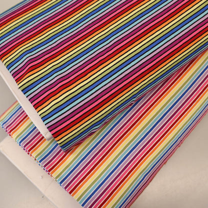Cotton Elastane Jersey - Rainbow Stripe - Dark