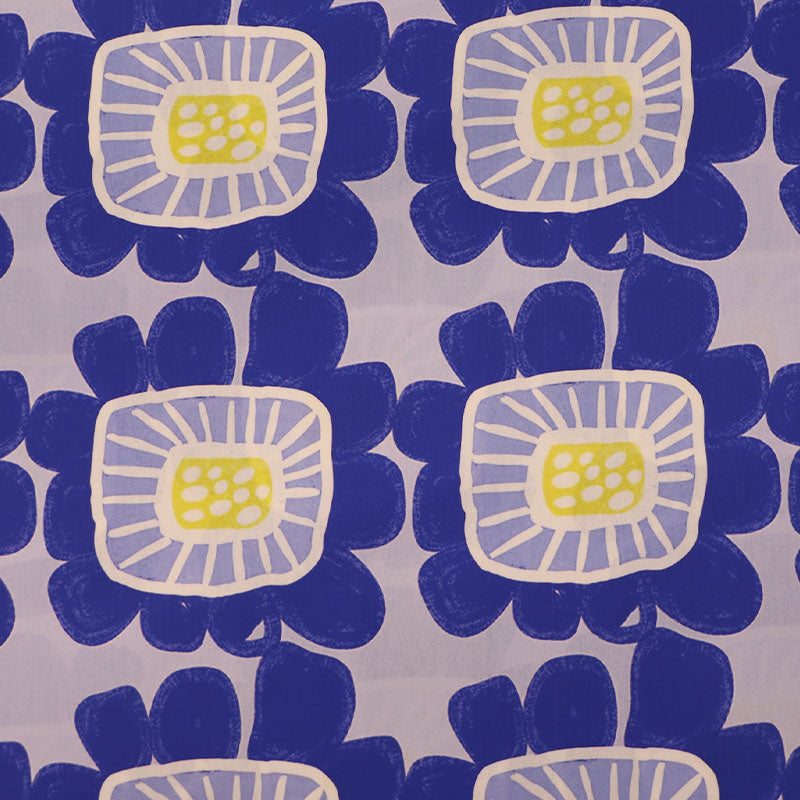 100% Cotton Bright Blue Floral Poplin Fabric