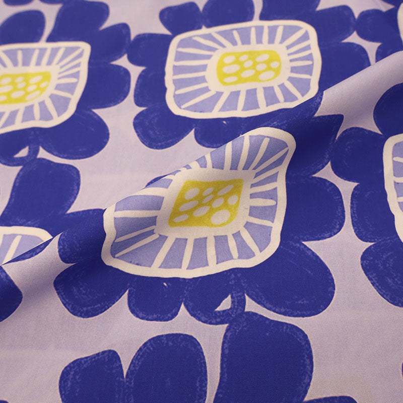 100% Cotton Bright Blue Floral Poplin Fabric